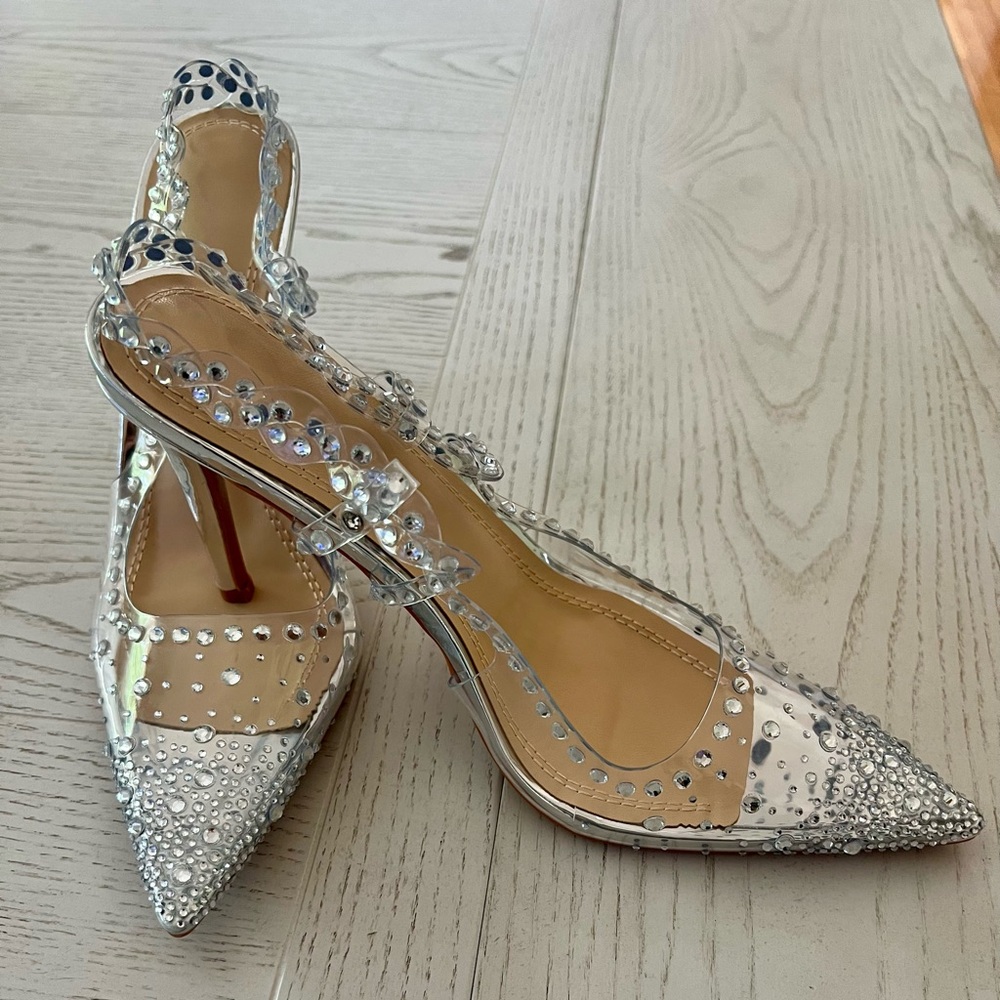 New Transparent Crystal Rhinestone Stiletto Heels Sz 8.5